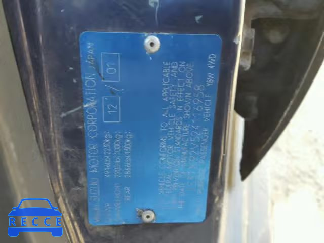 2002 SUZUKI XL7 PLUS JS3TX92V524116958 image 9