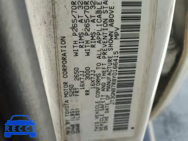2000 TOYOTA 4RUNNER LI JT3GN87R8Y0166415 image 9