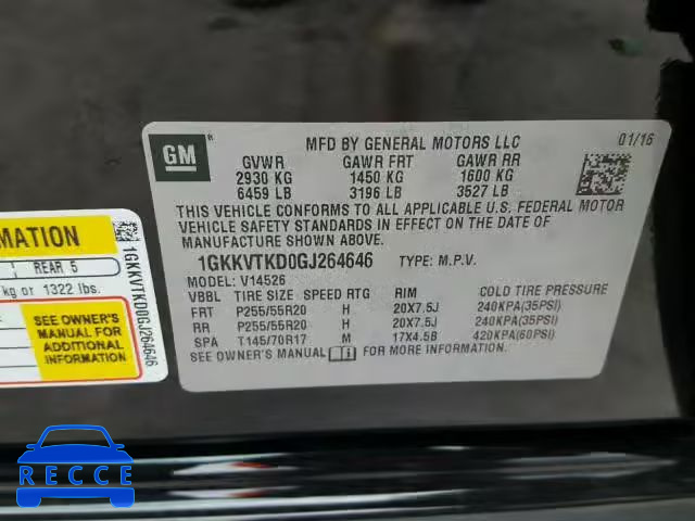 2016 GMC ACADIA DEN 1GKKVTKD0GJ264646 image 9
