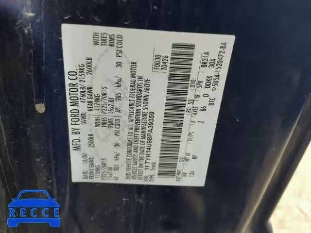 2008 FORD RANGER SUP 1FTYR14U98PA39359 image 9