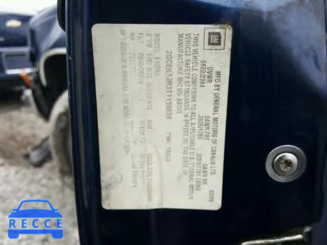 1996 CHEVROLET GMT-400 K1 2GCEK19R3T1189839 зображення 9
