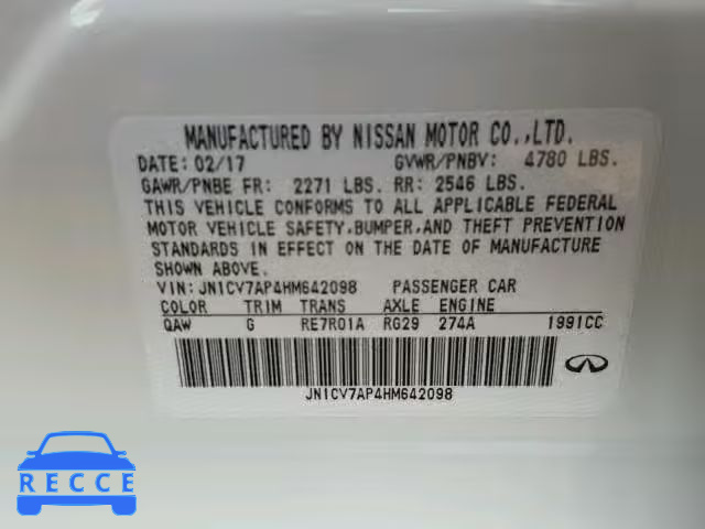 2017 INFINITI Q50 BASE JN1CV7AP4HM642098 image 9