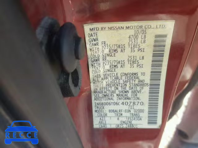 2006 NISSAN FRONTIER K 1N6BD06T06C407870 image 9