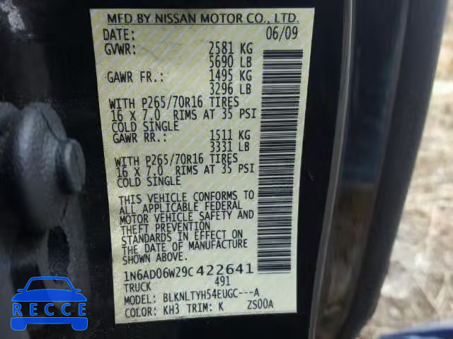 2009 NISSAN FRONTIER K 1N6AD06W29C422641 image 9