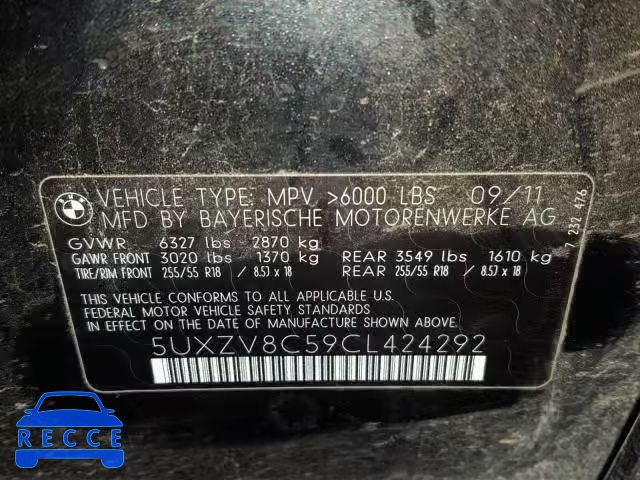 2012 BMW X5 XDRIVE5 5UXZV8C59CL424292 image 9