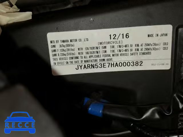 2017 YAMAHA FZ09 JYARN53E7HA000382 зображення 9