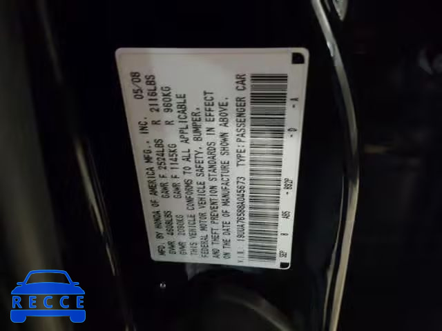 2008 ACURA TL TYPE S 19UUA76588A045673 зображення 9