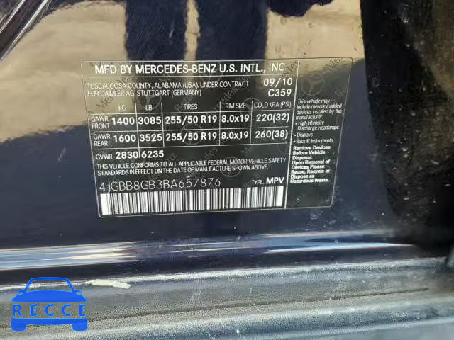 2011 MERCEDES-BENZ ML 350 4MA 4JGBB8GB3BA657876 image 9