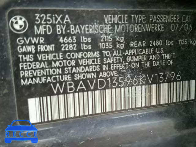 2006 BMW 325 XI WBAVD13596KV13796 image 9