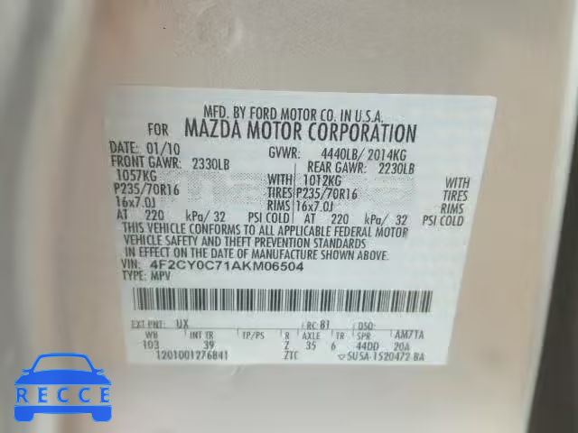 2010 MAZDA TRIBUTE I 4F2CY0C71AKM06504 image 9