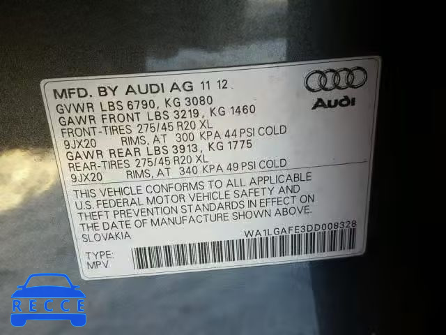 2013 AUDI Q7 PREMIUM WA1LGAFE3DD008328 image 9