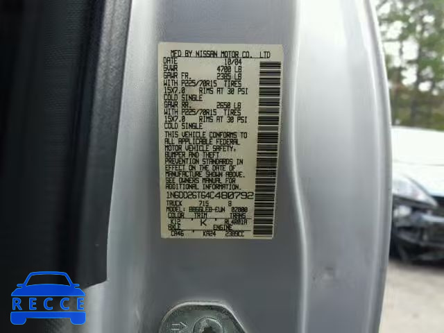 2004 NISSAN FRONTIER K 1N6DD26T64C480792 image 9