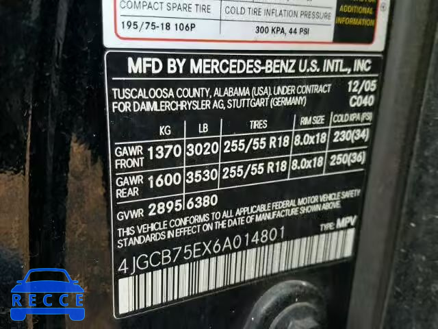 2006 MERCEDES-BENZ R 500 4JGCB75EX6A014801 image 9