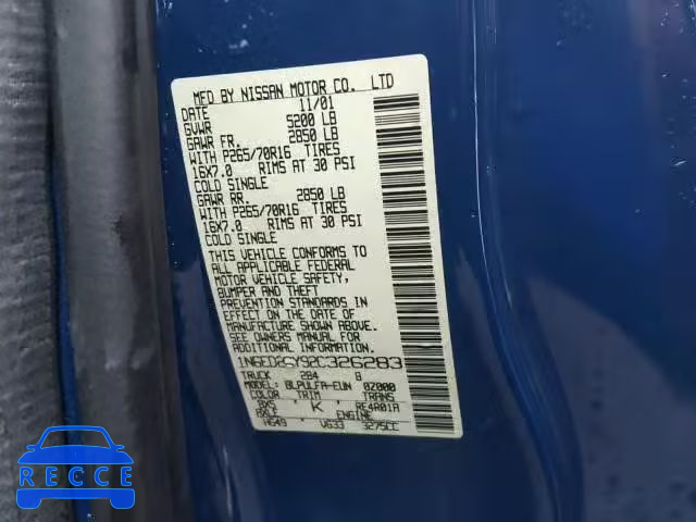 2002 NISSAN FRONTIER K 1N6ED26Y92C326283 image 9