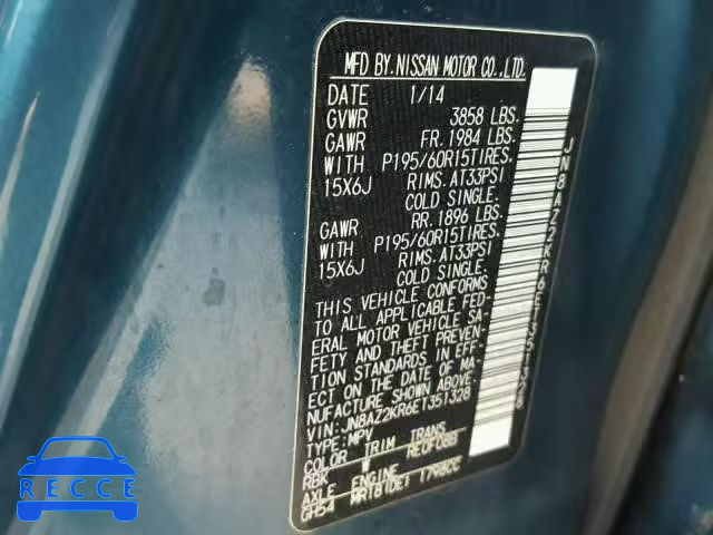 2014 NISSAN CUBE S JN8AZ2KR6ET351328 image 9