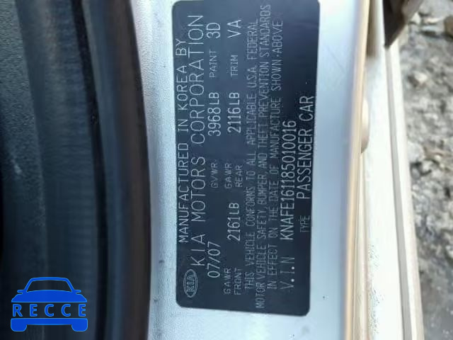 2008 KIA SPECTRA5 5 KNAFE161185010016 image 9