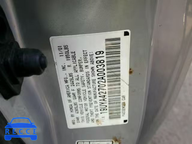 2002 ACURA 3.2CL TYPE 19UYA42702A003819 image 9