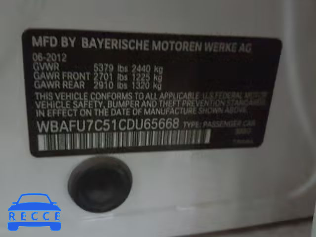2012 BMW 535 XI WBAFU7C51CDU65668 image 9