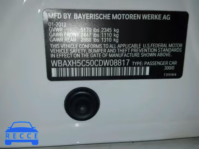 2012 BMW 528 XI WBAXH5C50CDW08817 зображення 9