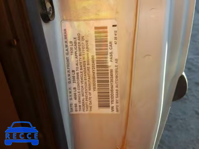 2000 SAAB 9-3 YS3DD35H4Y2024090 image 9