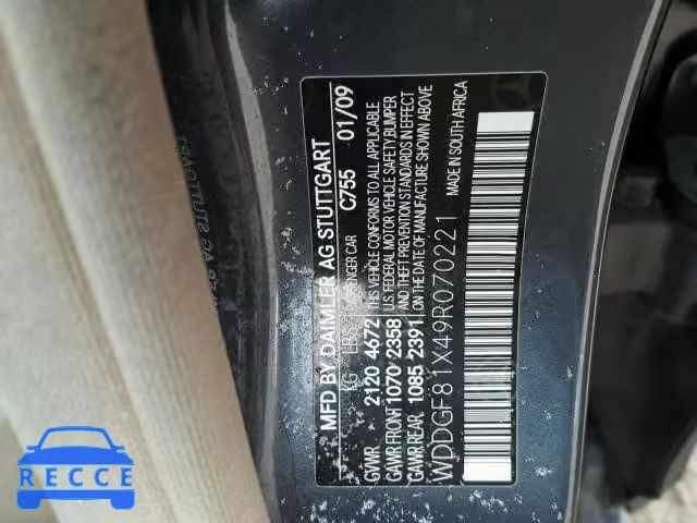 2009 MERCEDES-BENZ C 300 4MAT WDDGF81X49R070221 image 9