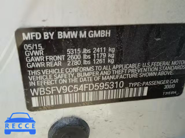 2015 BMW M5 WBSFV9C54FD595310 зображення 9