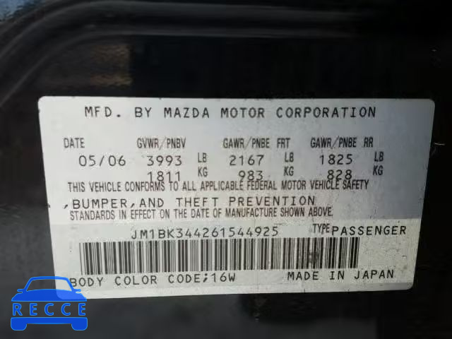 2006 MAZDA 3 HATCHBAC JM1BK344261544925 image 9