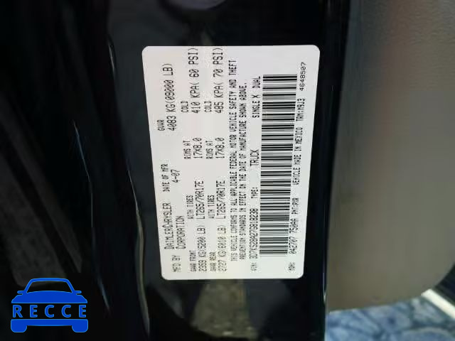 2007 DODGE RAM 2500 S 3D7KS28A27G818238 image 9