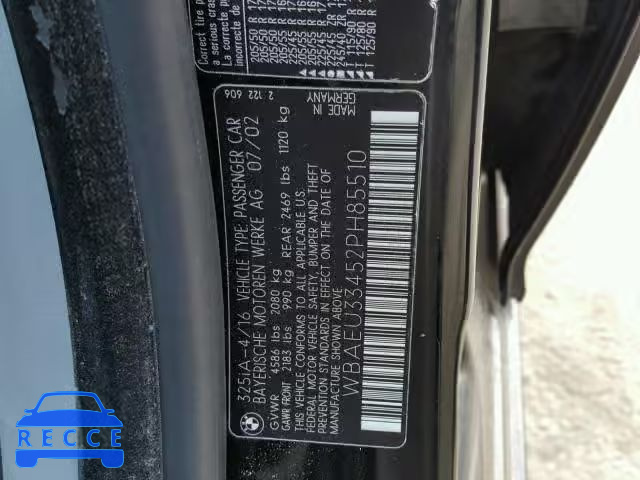 2002 BMW 325 XI WBAEU33452PH85510 image 9