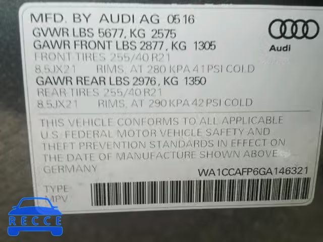 2016 AUDI SQ5 PREMIU WA1CCAFP6GA146321 image 9