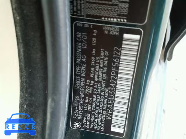 2002 BMW 325 XI WBAEU33422PF56122 зображення 9