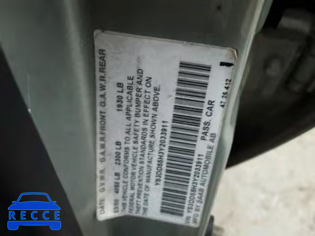 2000 SAAB 9-3 YS3DD55H3Y2033911 image 9