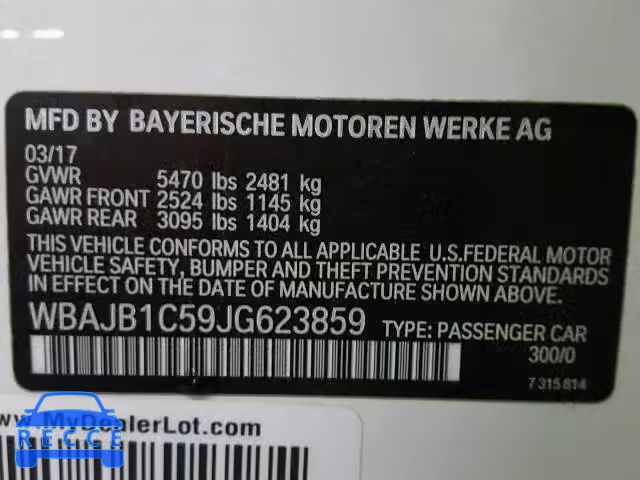 2018 BMW 530XE WBAJB1C59JG623859 зображення 9