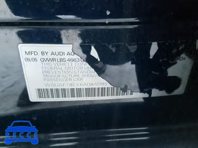 2006 AUDI A4 2 WAUAF78EX6A084095 image 9