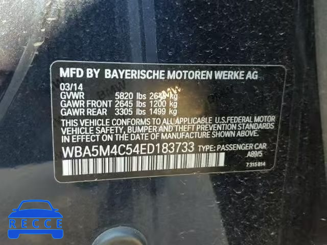 2014 BMW 535 XIGT WBA5M4C54ED183733 зображення 9