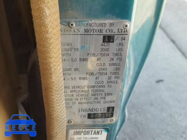 1985 NISSAN 720 JN6ND01S2FW025124 зображення 9