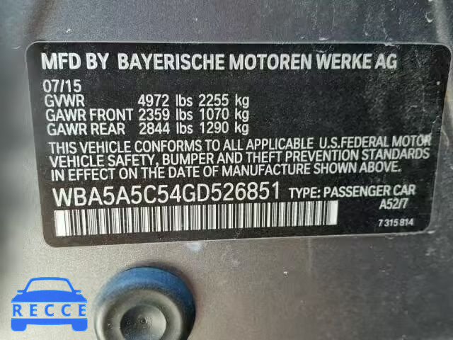2016 BMW 528 I WBA5A5C54GD526851 image 9