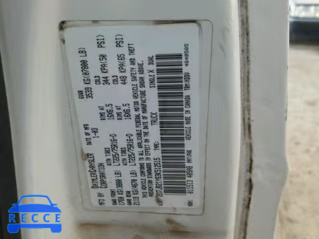 2003 DODGE RAM VAN B2 2D7JB21Y63K512515 image 9