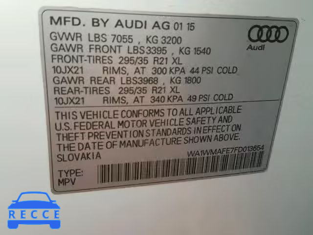 2015 AUDI Q7 TDI WA1WMAFE7FD013654 зображення 9