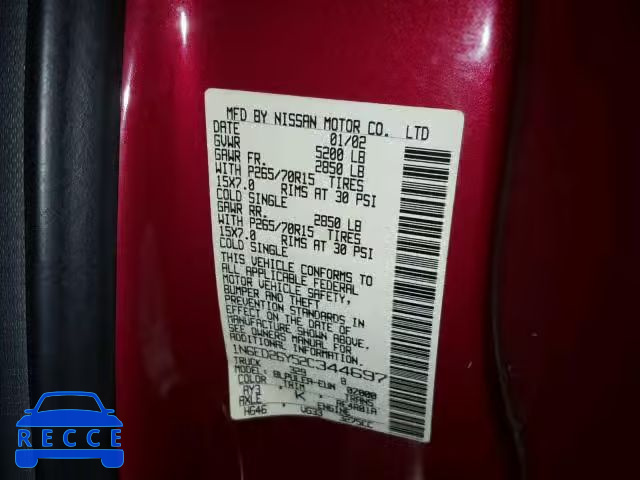 2002 NISSAN FRONTIER K 1N6ED26Y52C344697 image 9