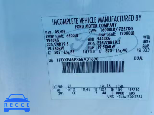 2006 FORD F450 SUPER 1FDXF46PX6EA01690 image 9