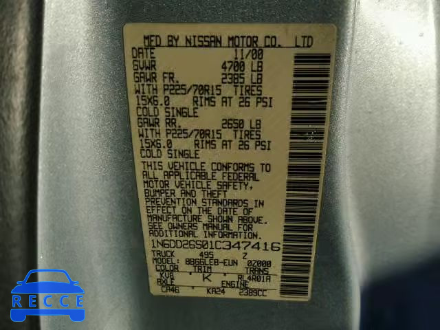 2001 NISSAN FRONTIER K 1N6DD26S01C347416 Bild 9