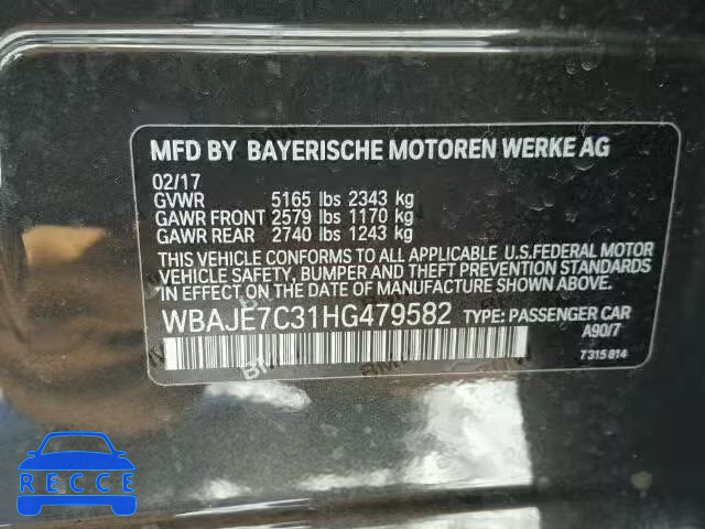2017 BMW 540 XI WBAJE7C31HG479582 Bild 9
