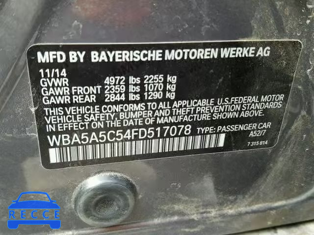 2015 BMW 528 I WBA5A5C54FD517078 image 9