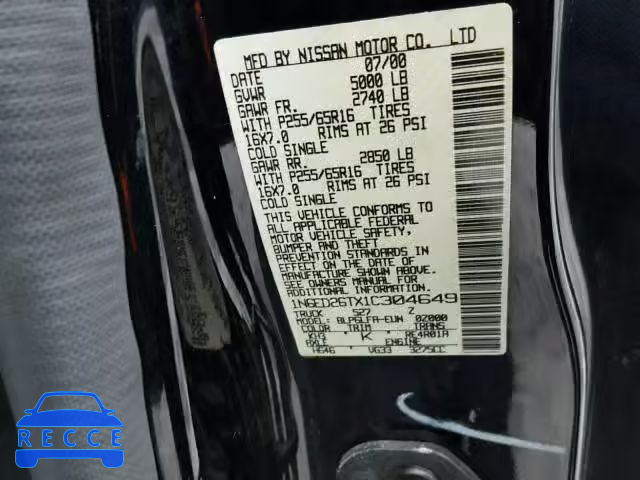 2001 NISSAN FRONTIER K 1N6ED26TX1C304649 image 9