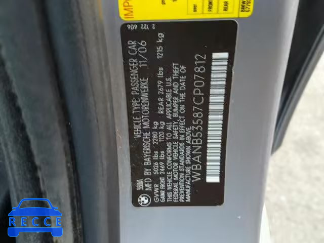 2007 BMW 550 I WBANB53587CP07812 image 9