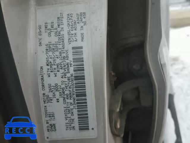 2000 TOYOTA 4RUNNER LI JT3HN87R9Y0309036 image 9