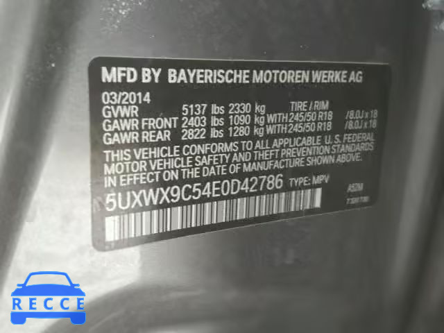 2014 BMW X3 XDRIVE2 5UXWX9C54E0D42786 image 9