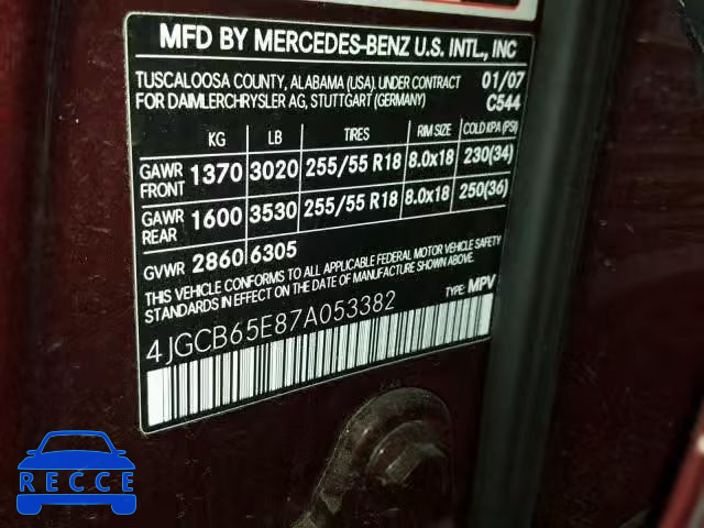 2007 MERCEDES-BENZ R 350 4JGCB65E87A053382 image 9