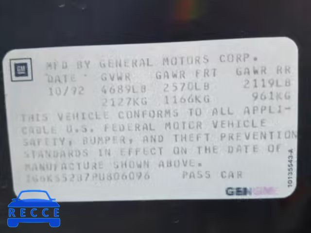 1993 CADILLAC SEVILLE 1G6KS52B7PU806096 image 9